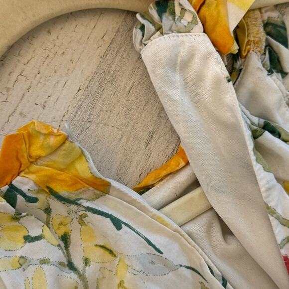 🍁 Julia Jordan Lemon Print Cotton Summer Sundress Mini Dress Lined Ivory Multi - Picture 13 of 14